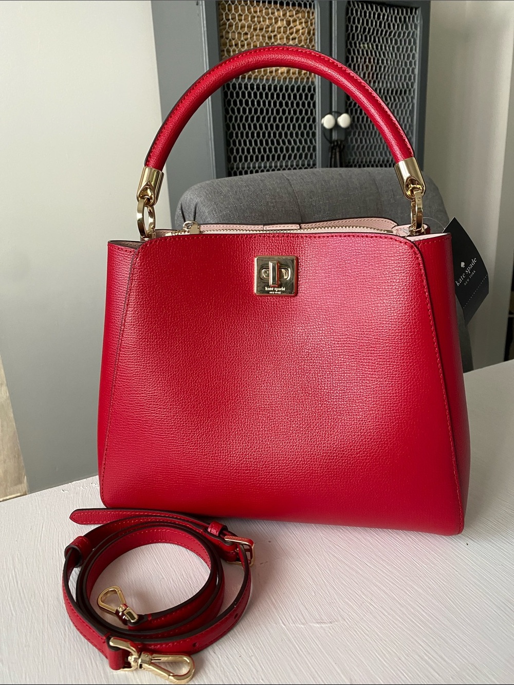Kate Spade Perfect Cherry Red Large Phoebe Top Handle Satchel Handbag NWT